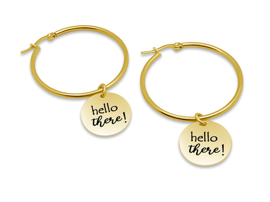 Hello there! Hoop Earrings with round Disc with Bible Verse Scripture on the Opposite Side