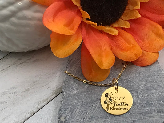 Scatter Kindness Necklace Pendant with Flowers and Bible Verse on Opposite Side Ephesians 4:32