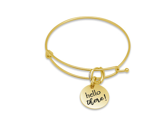 Hello there! Bracelet with Round Disc Charm with Bible Verse Scripture on the Opposite Side