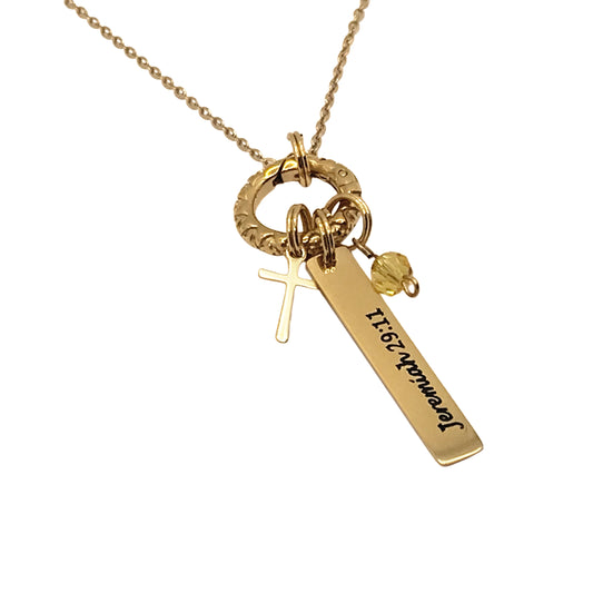 Personalized Scripture Necklace With Cross & Swarovski Crystal