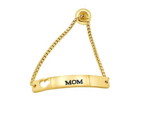 MOM Cutout Heart Adjustable Bracelet