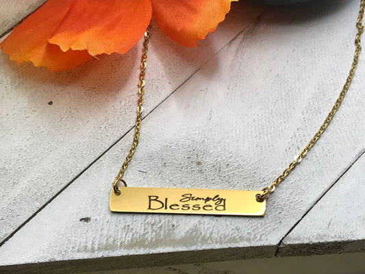 Simply Blessed Pendant Necklace with Bible Verse Scripture on the Opposite Side Jeremiah 17:7-8