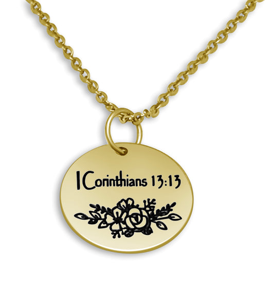 Personalized Flower Disc Pendant Necklace with your Favorite Bible Verse Scripture