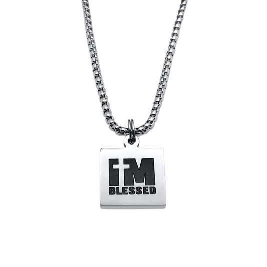 Men's I'm Blessed Pendant Necklace  with Cross