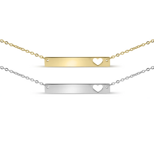 Cutout Heart Bar Polished Stainless Steel Necklace | Elegant Love Jewelry